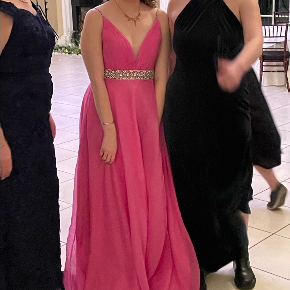 Mac Duggal Deep-V Chiffon Gown